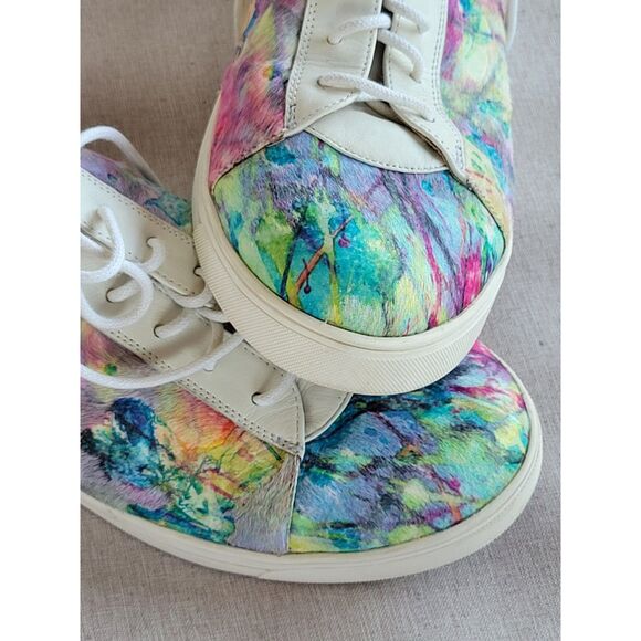 Linea Paolo Calf Hair / Leather Sneakers White / Tie Dye Multi Size 12 Women's - Picture 8 of 12